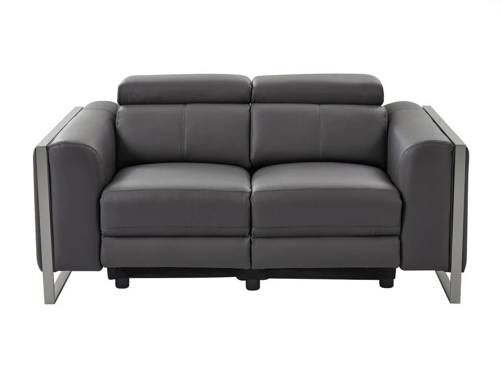 Canap¨¦ 2 places Meublori ¨¦lectrique en cuir gris anthracite Meublori