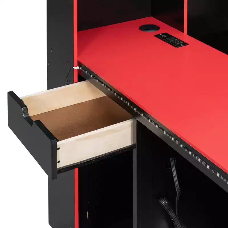 Gamer Hub Daybed με Γραφείο, Φώτα RGB, Σταθμό Φόρτισης, Συρτάρια Αποθήκευσης & Κεφαλάρι-Βιβλιοθήκη
