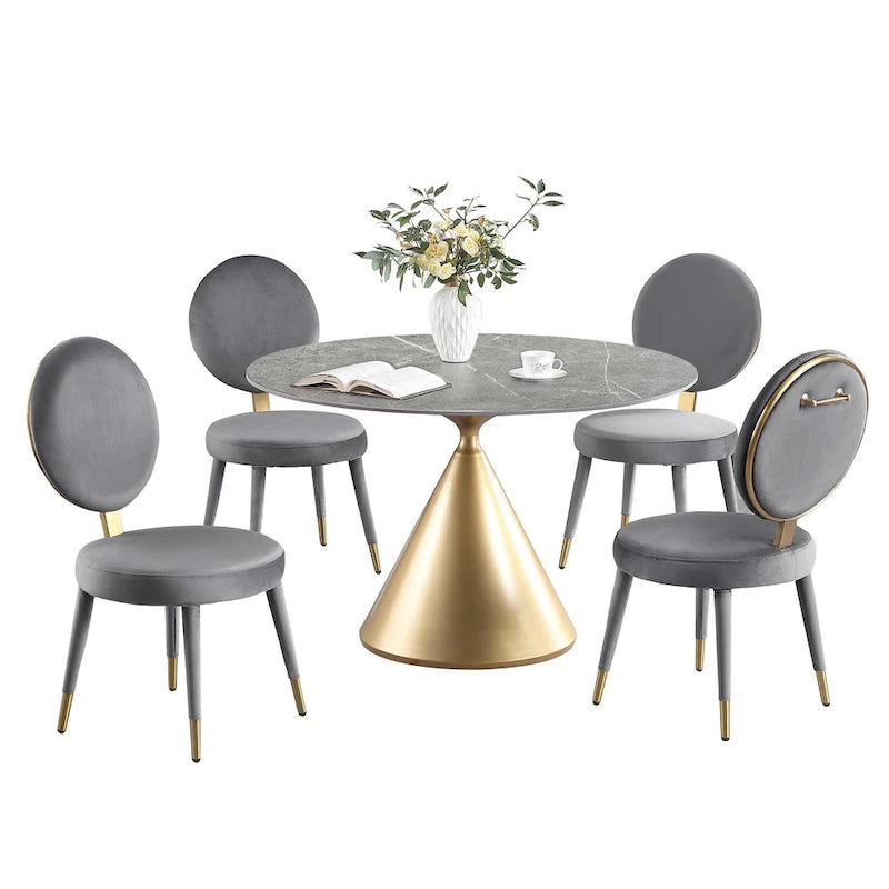 Σετ Τραπεζαρίας Morden Fort Modern Luxury 5 Τεμαχίων με Στρογγυλό Τραπέζι και Καρέκλες