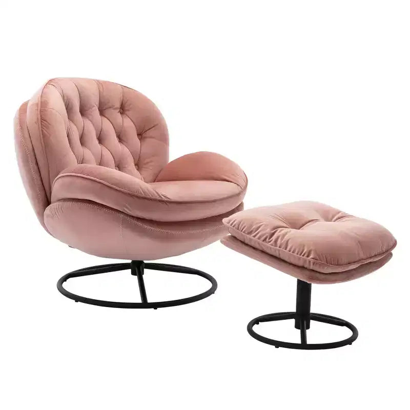 Πολυθρόνα Velvet Accent Okak με υποπόδιο, μοντέρνα πολυθρόνα σαλονιού χωρίς μπράτσα σε στυλ Mid-Century, μαλακή και άνετη πολυθρόνα για παρακολούθηση τηλεόρασης, gaming