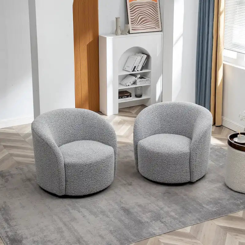 KINWELL Πολυθρόνα Barrel με περιστρεφόμενη βάση, 34" (Σετ των 2)