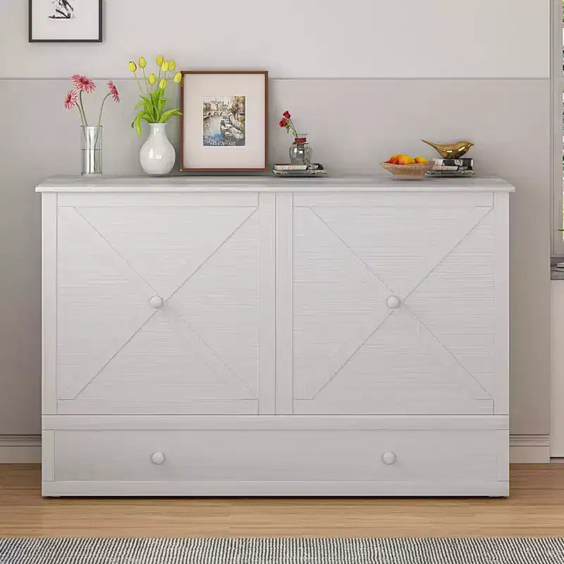 Mjkone Murphy Bed Queen, Αναδιπλούμενο κρεβάτι-ντουλάπι Cube με σταθμό φόρτισης & αποθηκευτικό χώρο