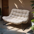 Διπλή πολυθρόνα Papasan Loveseat με μαξιλάρι, από ρατάν PE παντός καιρού και μεταλλικό σκελετό για εσωτερικούς και εξωτερικούς χώρους