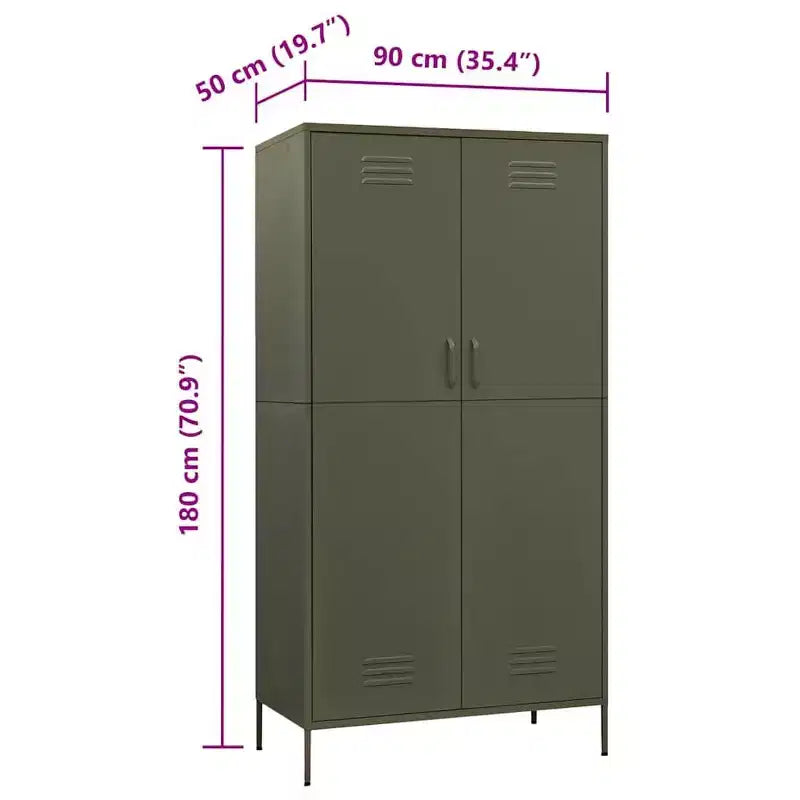 vidaXL Ντουλάπα Ελαιόπρασινη 35,4x19,7x70,9 εκ. από Ατσάλι