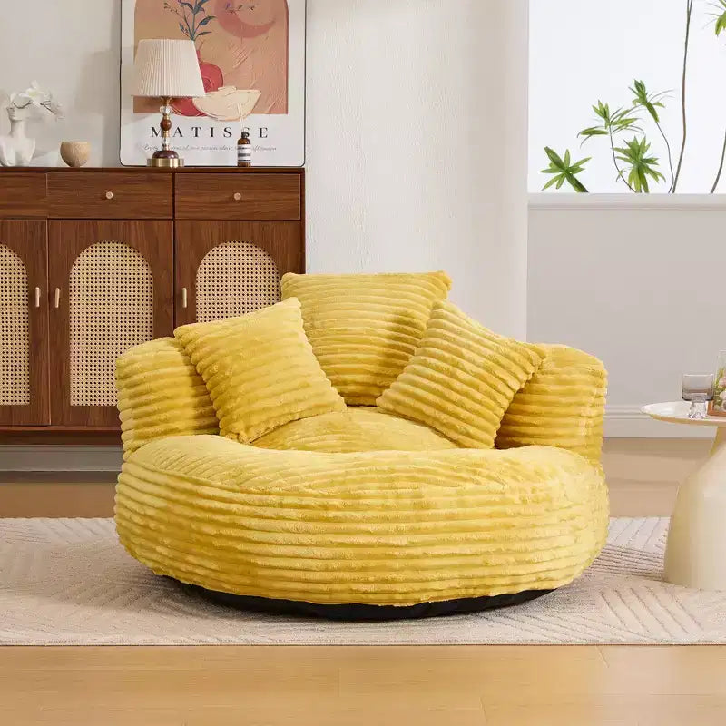 Καναπές Bean Bag για ενήλικες και παιδιά, υπερμεγέθης πολυθρόνα πουφ από κοτλέ ύφασμα με 3 μαξιλάρια και μπράτσα για το σαλόνι και την κρεβατοκάμαρα