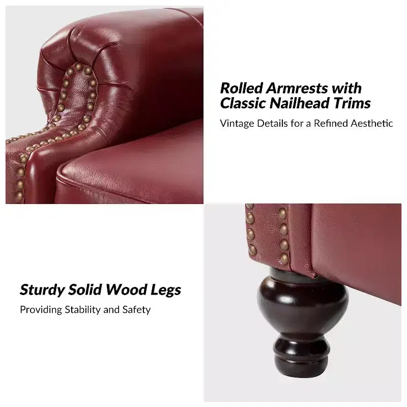 Σετ 2 Πολυθρόνων Elisabete Modern Wingback από Γνήσιο Δέρμα με Ανακλινόμενο Μηχανισμό και Διακοσμητικά Τρουκς για το Σαλόνι και την Κρεβατοκάμαρα| ART OF LIVING DESIGNS