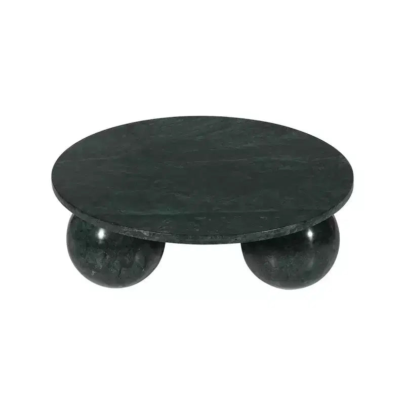 Round Marble Coffee Table with Sphere Legs, Multicolor, Seats 4â€?