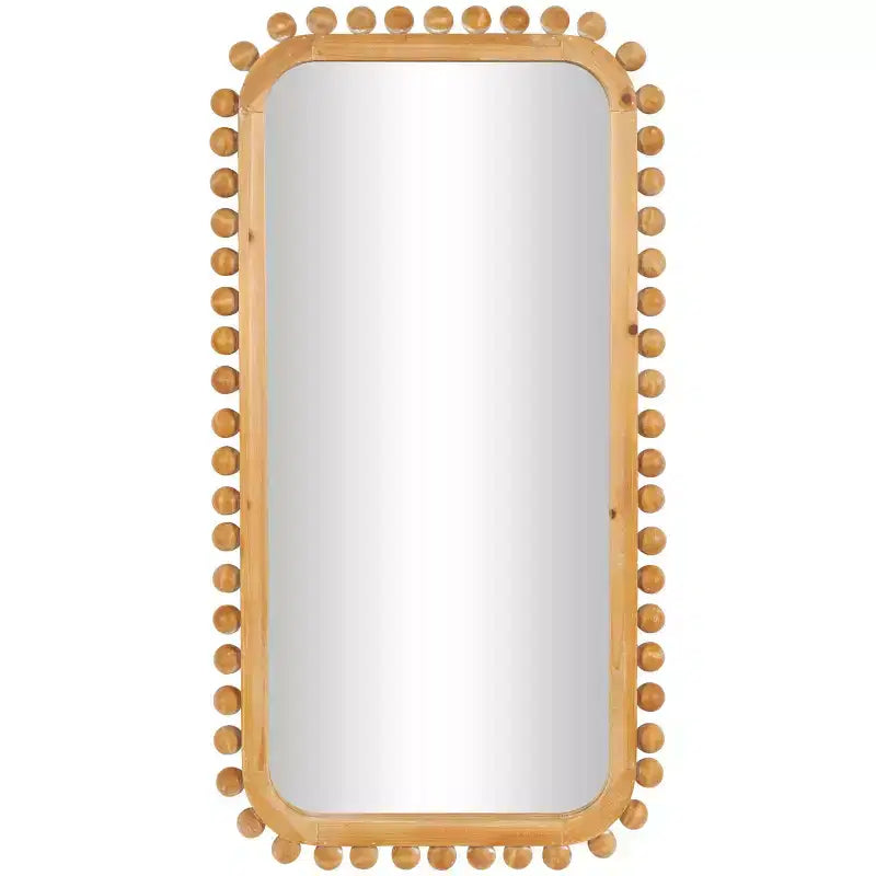 45"x24" Wood Wall Mirror with Beaded Frame Brown - Olivia & May: Decorative Rectangular Wall-Mount