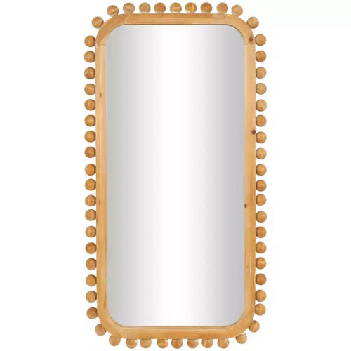 45"x24" Wood Wall Mirror with Beaded Frame Brown - Olivia & May: Decorative Rectangular Wall-Mount