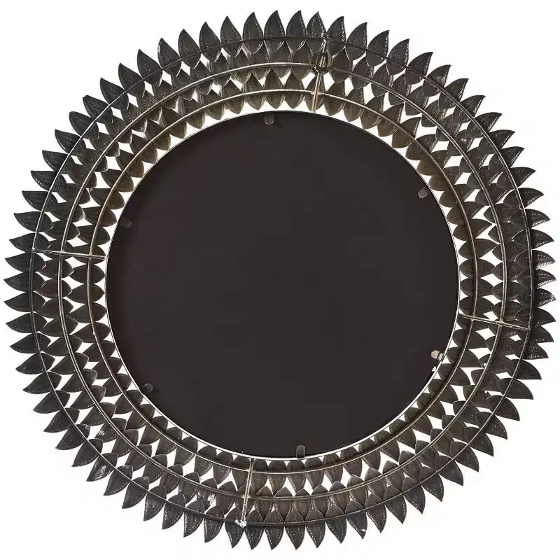 32"x32" Μεταλλικός Καθρέφτης Τοίχου Radial με Φύλλα, Χρυσός Σκελετός Σιδήρου, Δεν Απαιτείται Συναρμολόγηση