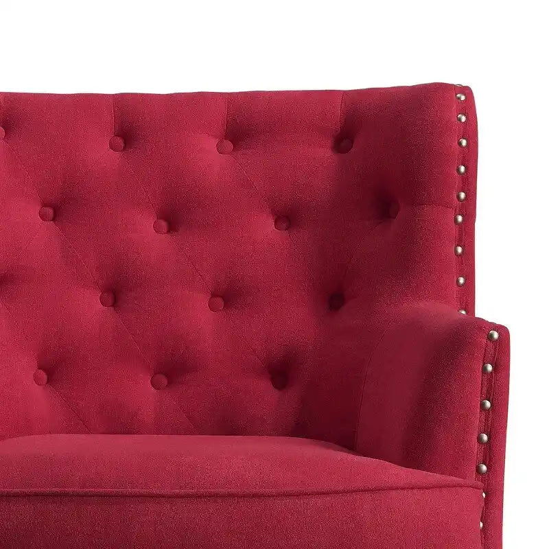 Moser Bay Mignon Velvet / Linen 30 Wide Tufted Wingback Accent Chair