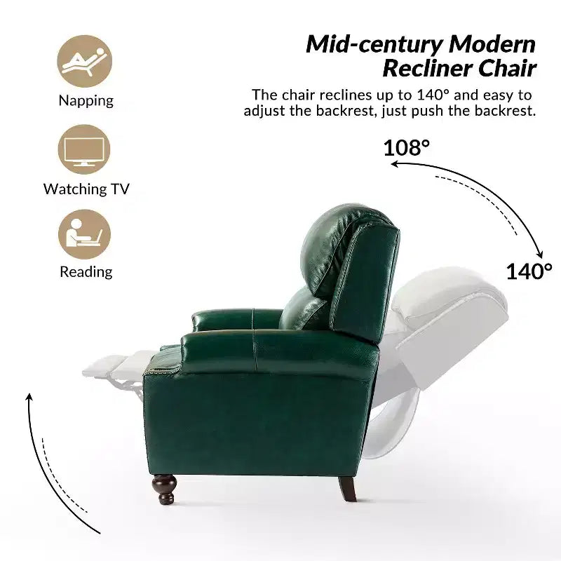 Σετ 2 Πολυθρόνων Elisabete Modern Wingback από Γνήσιο Δέρμα με Ανακλινόμενο Μηχανισμό και Διακοσμητικά Τρουκς για το Σαλόνι και την Κρεβατοκάμαρα| ART OF LIVING DESIGNS