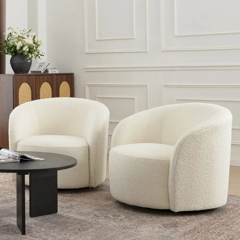 KINWELL Πολυθρόνα Barrel με περιστρεφόμενη βάση, 34" (Σετ των 2)