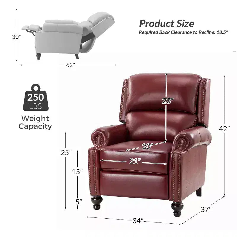 Σετ 2 Πολυθρόνων Elisabete Modern Wingback από Γνήσιο Δέρμα με Ανακλινόμενο Μηχανισμό και Διακοσμητικά Τρουκς για το Σαλόνι και την Κρεβατοκάμαρα| ART OF LIVING DESIGNS