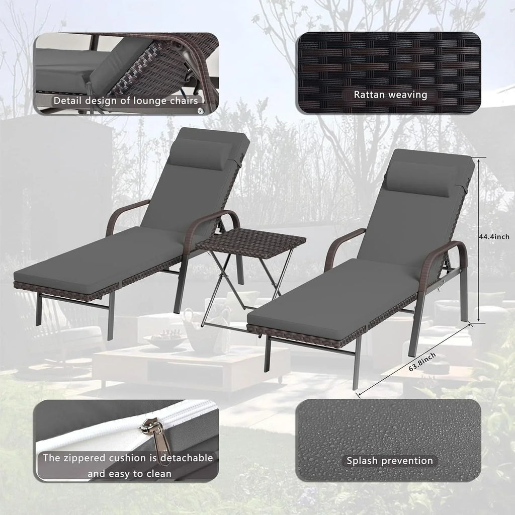 Kullavik 3-PiecesOutdoor Chaise Lounge Set