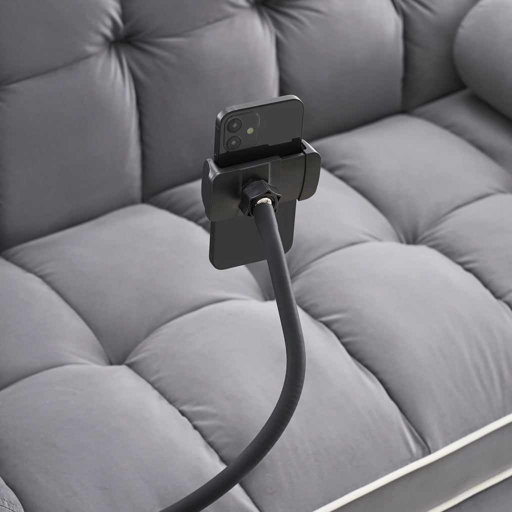 Velvet Convertible 55'' 2-Seater Sleeper Sofa with Pull-Out Bed, Adjustable Recline, Side Pockets, and Phone Holder