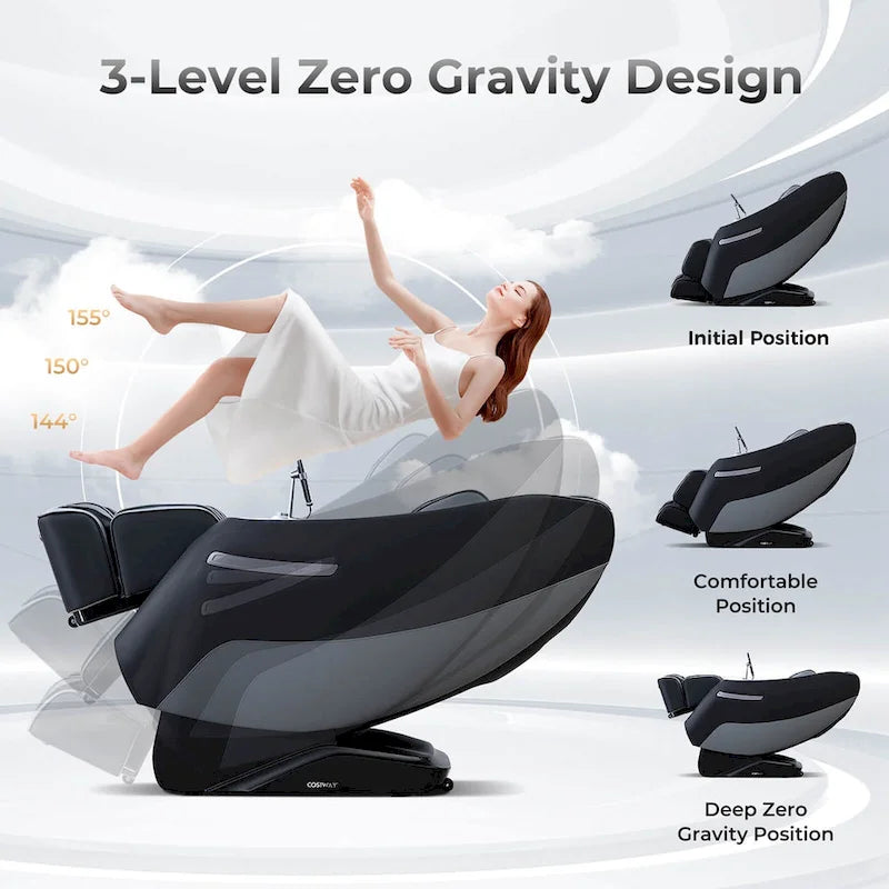 Πολυθρόνα μασάζ ολόκληρου σώματος Costway Zero Gravity με ράγα SL και υποστήριξη μέσης