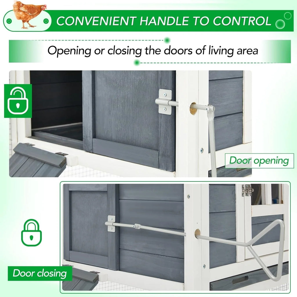 AECOJOY 144'' Large Chicken Coop w/ Run Wooden Hutch Poultry Cage House