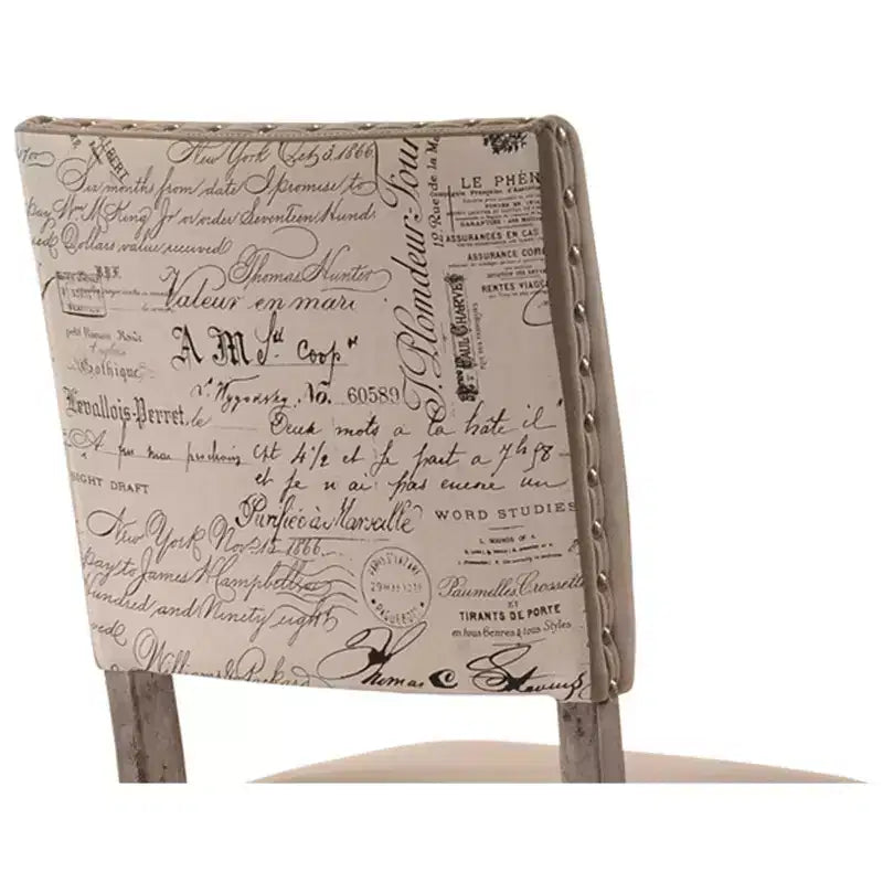 Birmingham Script Printed Driftwood Finish Dining Chair with Nail head, Set of 2
