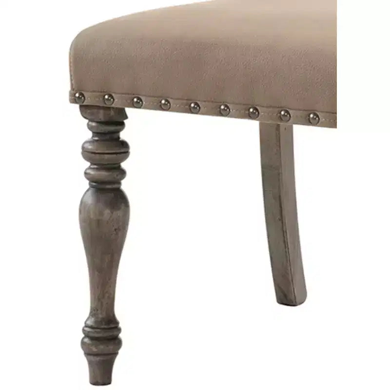 Birmingham Script Printed Driftwood Finish Dining Chair with Nail head, Set of 2
