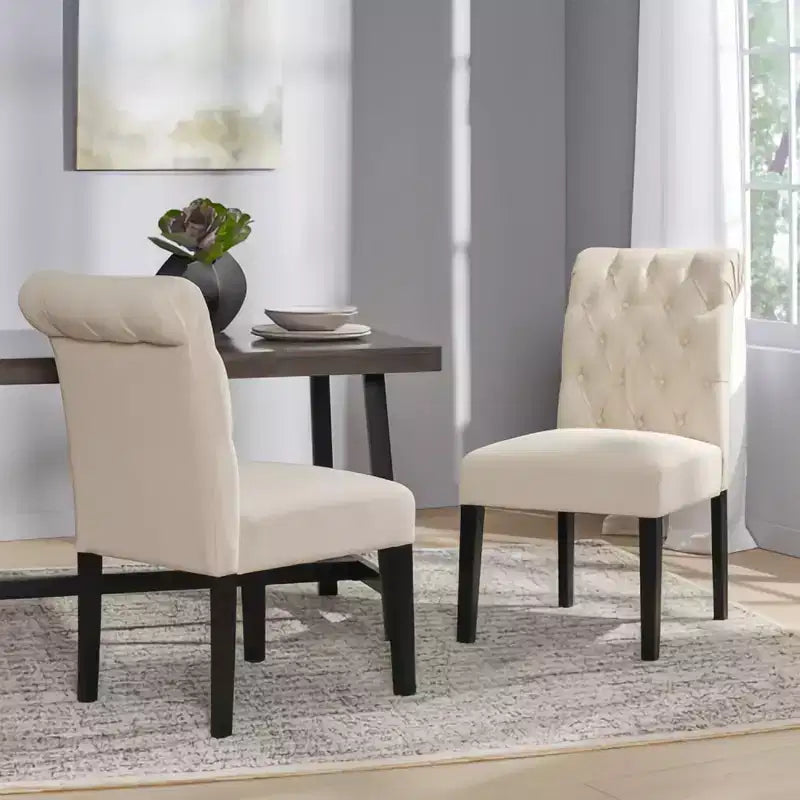 Christopher Knight Home Emerson Contemporary Tufted Rolltop Dining Chairs (Set of 2)
