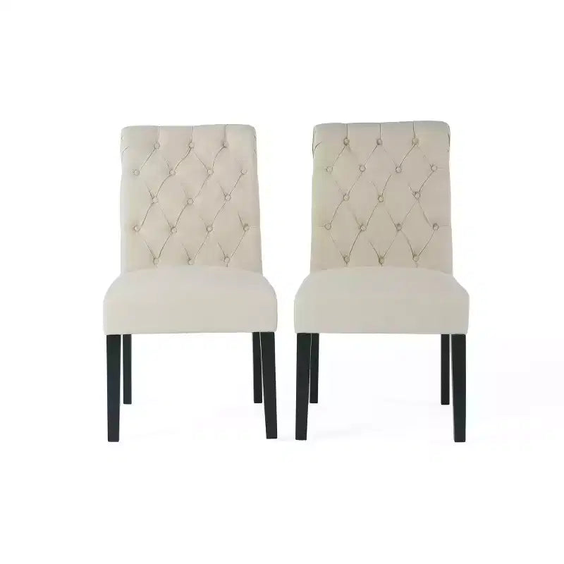 Emerson Contemporary Tufted Rolltop Dining Chairs, Set of 2, Upholstered Kitchen Chairs