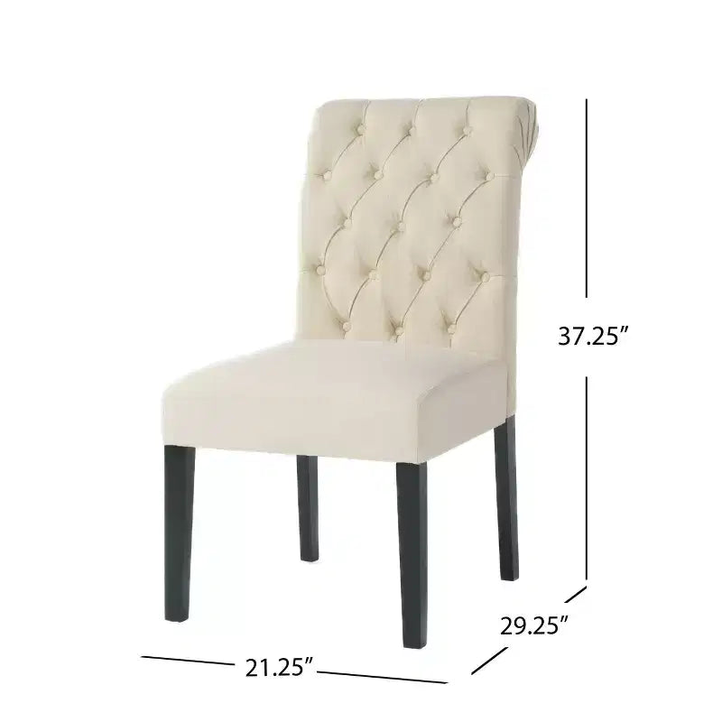 Emerson Contemporary Tufted Rolltop Dining Chairs, Set of 2, Upholstered Kitchen Chairs