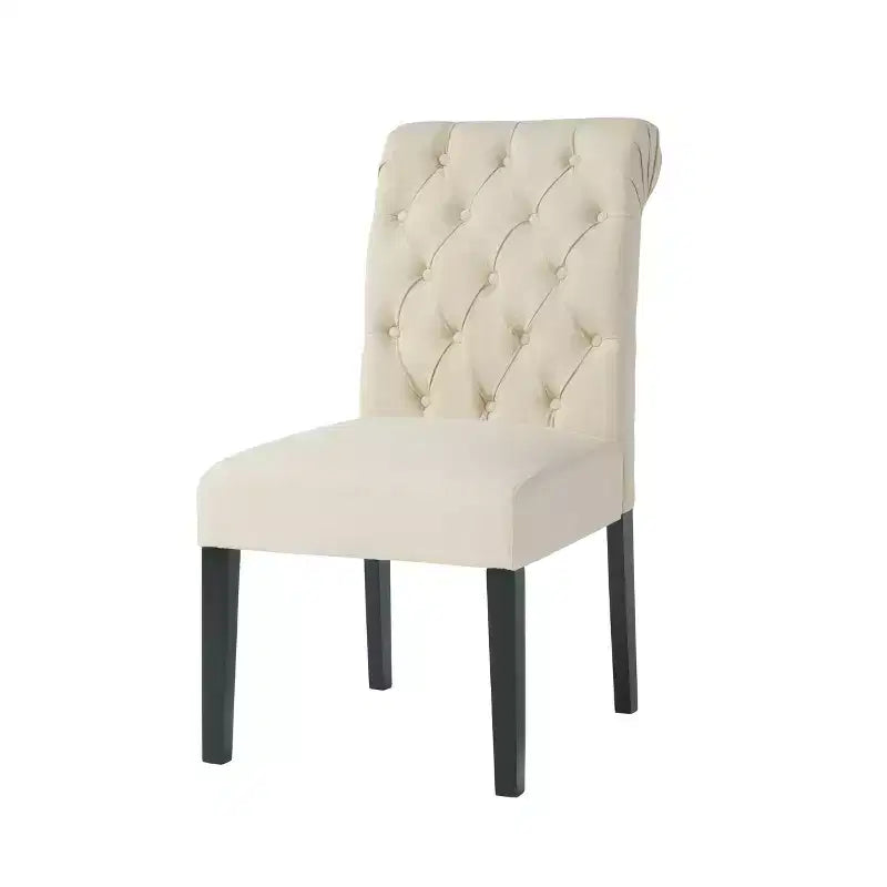 Emerson Contemporary Tufted Rolltop Dining Chairs, Set of 2, Upholstered Kitchen Chairs