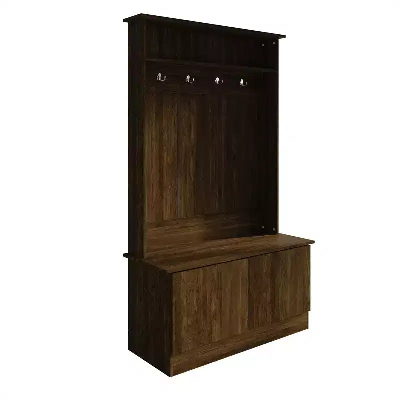 Hall Tree with Storage Bench, Entryway Coat Rack with Hooks & Shoe Storage