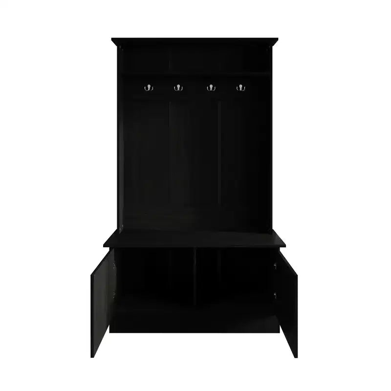 Hall Tree with Storage Bench, Entryway Coat Rack with Hooks & Shoe Storage