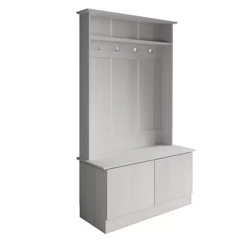 Hall Tree with Storage Bench, Entryway Coat Rack with Hooks & Shoe Storage
