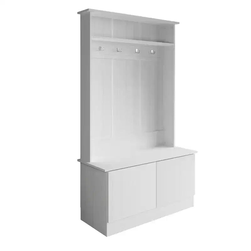 Hall Tree with Storage Bench, Entryway Coat Rack with Hooks & Shoe Storage