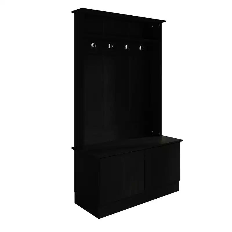 Hall Tree with Storage Bench, Entryway Coat Rack with Hooks & Shoe Storage