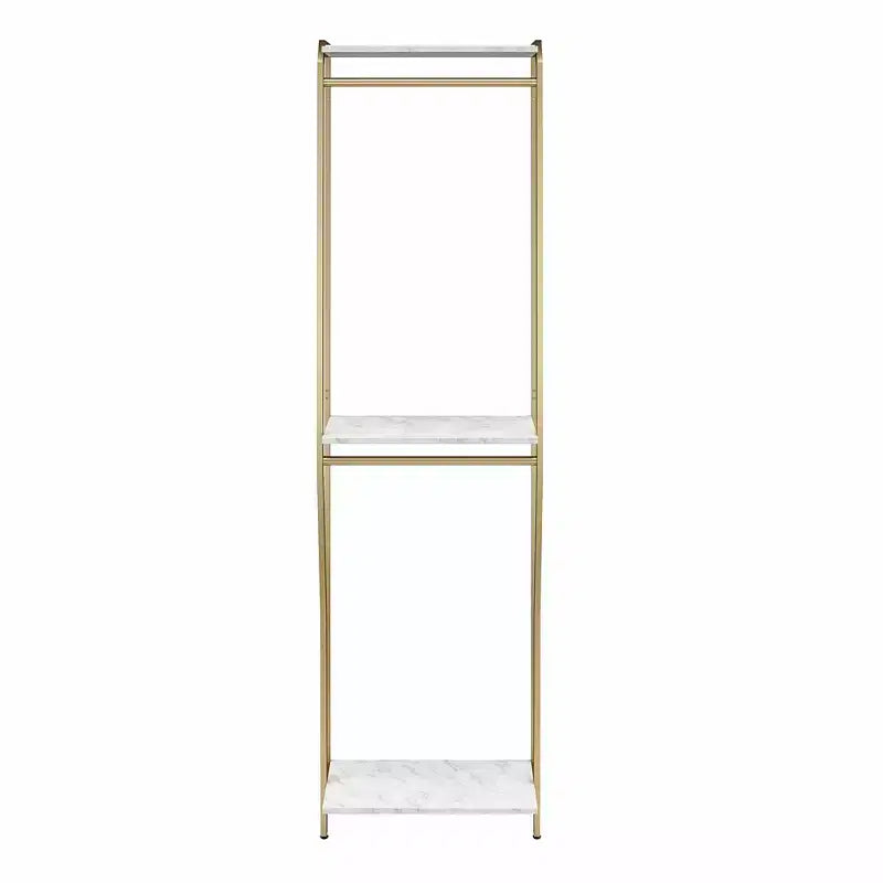 Gwyneth Closet - Hanging Rods, White Faux Marble and Golden Bronze