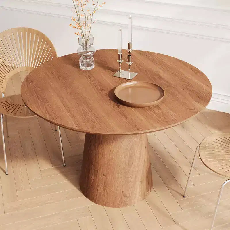 43.31 Round Dining Table, Modern Pedestal Dining Table, Leisure End Table for Living Room Dining Room Cafe Kitchen Small Space