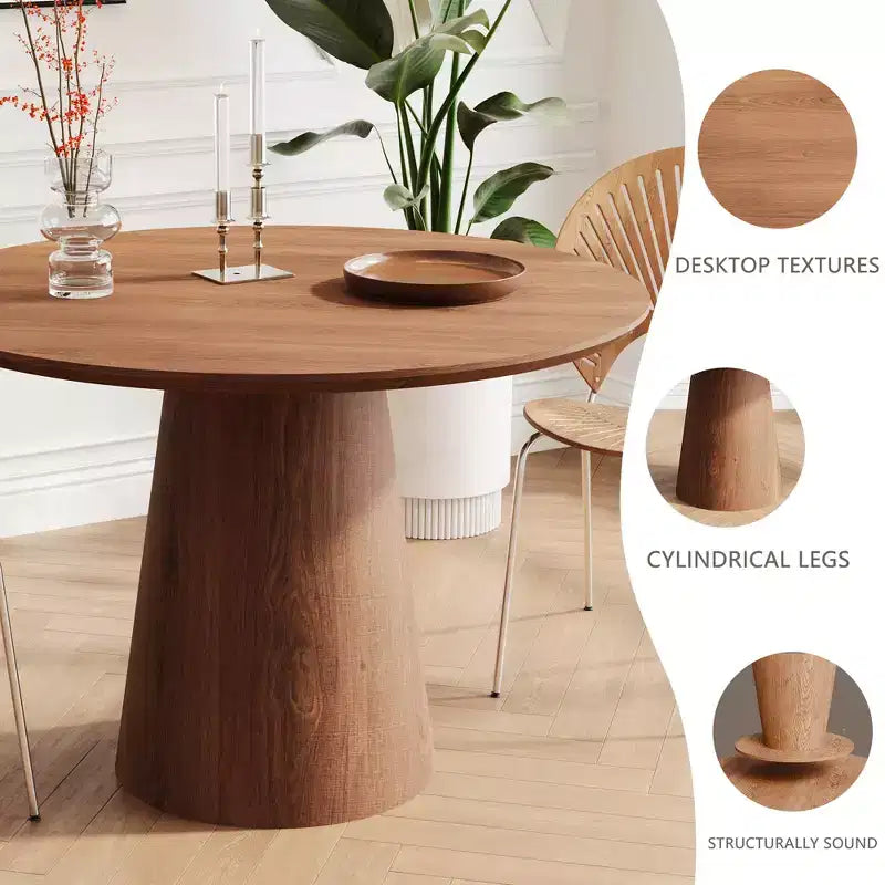 43.31 Round Dining Table, Modern Pedestal Dining Table, Leisure End Table for Living Room Dining Room Cafe Kitchen Small Space