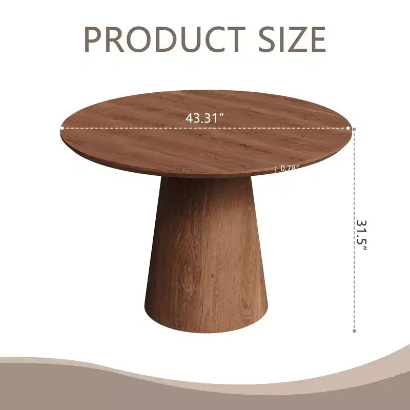 43.31 Round Dining Table, Modern Pedestal Dining Table, Leisure End Table for Living Room Dining Room Cafe Kitchen Small Space