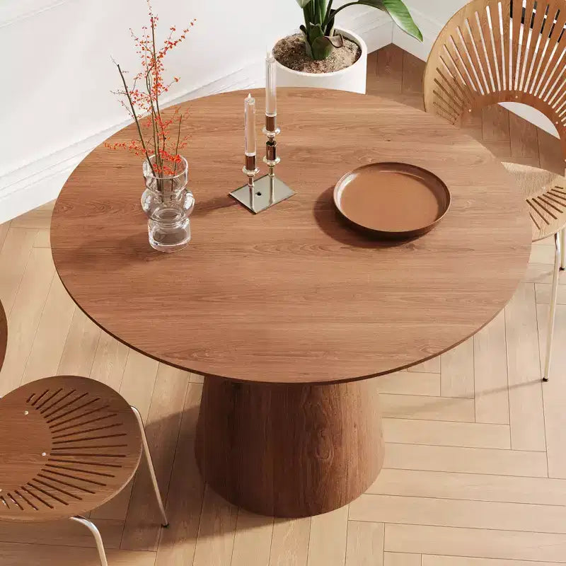 43.31 Round Dining Table, Modern Pedestal Dining Table, Leisure End Table for Living Room Dining Room Cafe Kitchen Small Space
