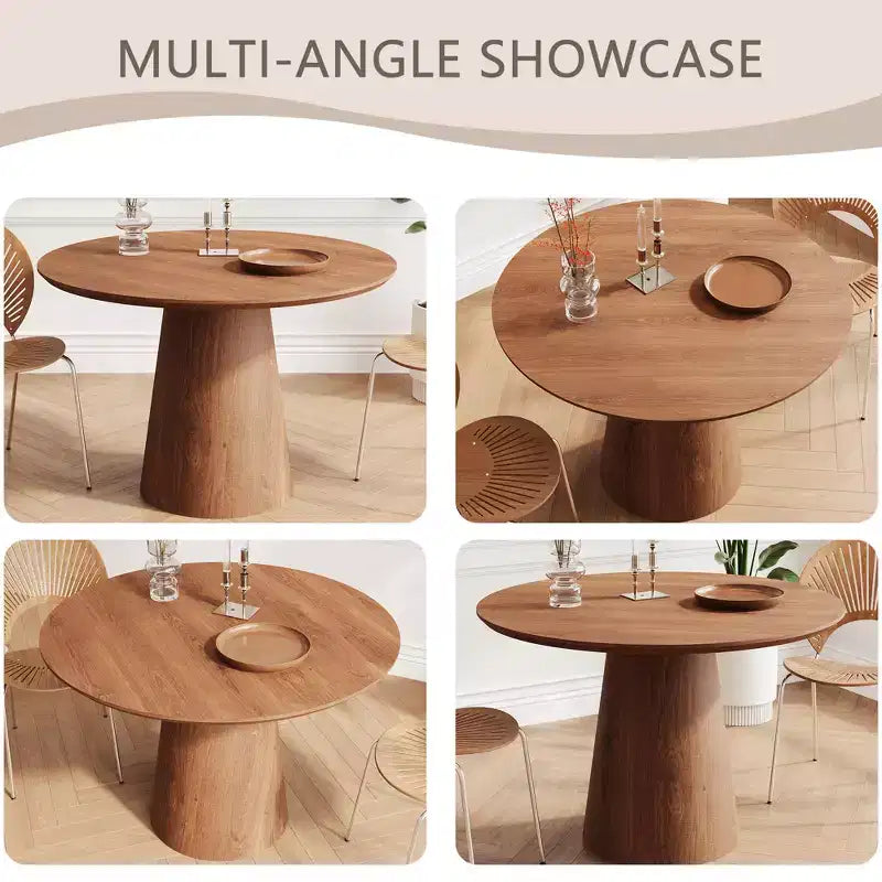43.31 Round Dining Table, Modern Pedestal Dining Table, Leisure End Table for Living Room Dining Room Cafe Kitchen Small Space