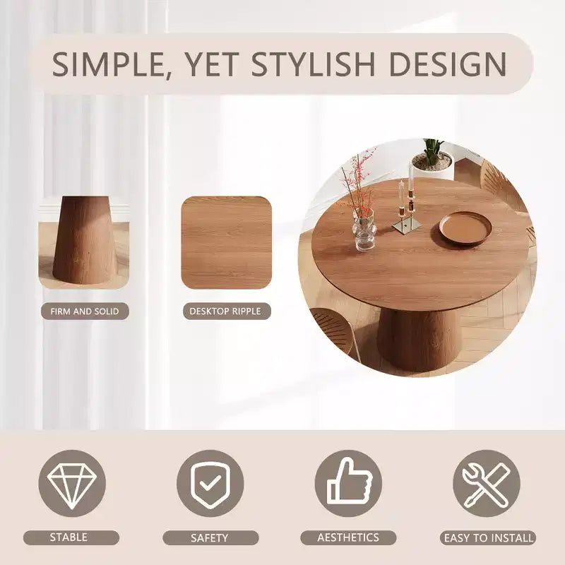 43.31 Round Dining Table, Modern Pedestal Dining Table, Leisure End Table for Living Room Dining Room Cafe Kitchen Small Space