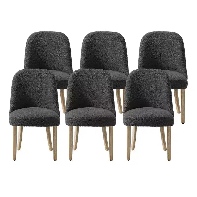 Mid-Century Modern Boucle Upholstered Dining Chair, Set of 6, Water-Resistant Fabric
