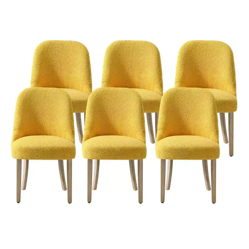 Mid-Century Modern Boucle Upholstered Dining Chair, Set of 6, Water-Resistant Fabric