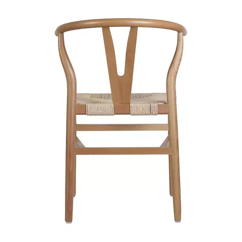 Set of 2 Stackable Y-Back Dining Chairs with Solid Wood Frame & Woven Kraft Paper Rope Seats