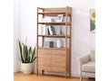 4-Shelf 2-Door Bookcase, Oak Finish, Freestanding Storage Cabinet for Living Room or Office