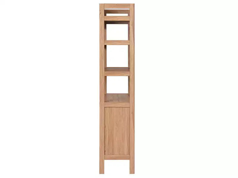 4-Shelf 2-Door Bookcase, Oak Finish, Freestanding Storage Cabinet for Living Room or Office