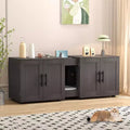 55 Double Litter Box Enclosure for 2 Cats, TV Stand, Waterproof Easy-Clean Surface, Cabinet Buckles & Storage Grooves, Pet Furniture for Living Room