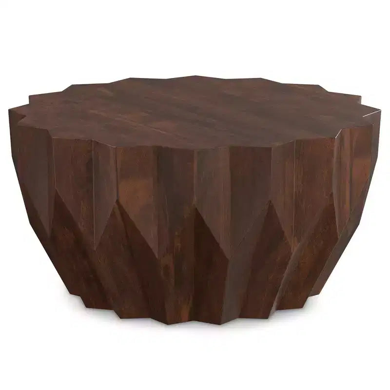 Oakcrest SOLID MANGO WOOD 34 inch Wide Polygon Contemporary Coffee Table Fully Assembled