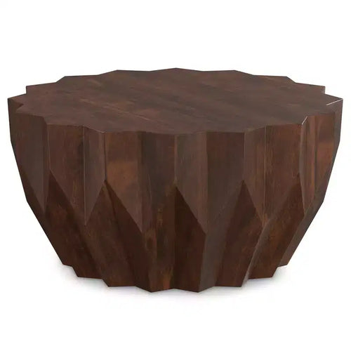 Oakcrest SOLID MANGO WOOD 34 inch Wide Polygon Contemporary Coffee Table Fully Assembled