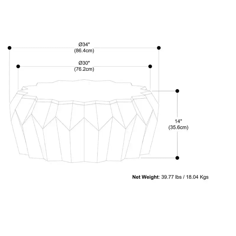 34-Inch Wide Solid Mango Wood Polygon Contemporary Coffee Table, Fully Assembled