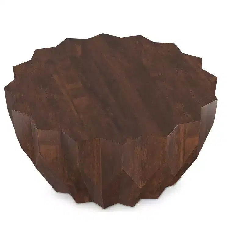 34-Inch Wide Solid Mango Wood Polygon Contemporary Coffee Table, Fully Assembled